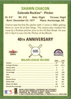 2003 Fleer Tradition Update Shawn Chacon #35
