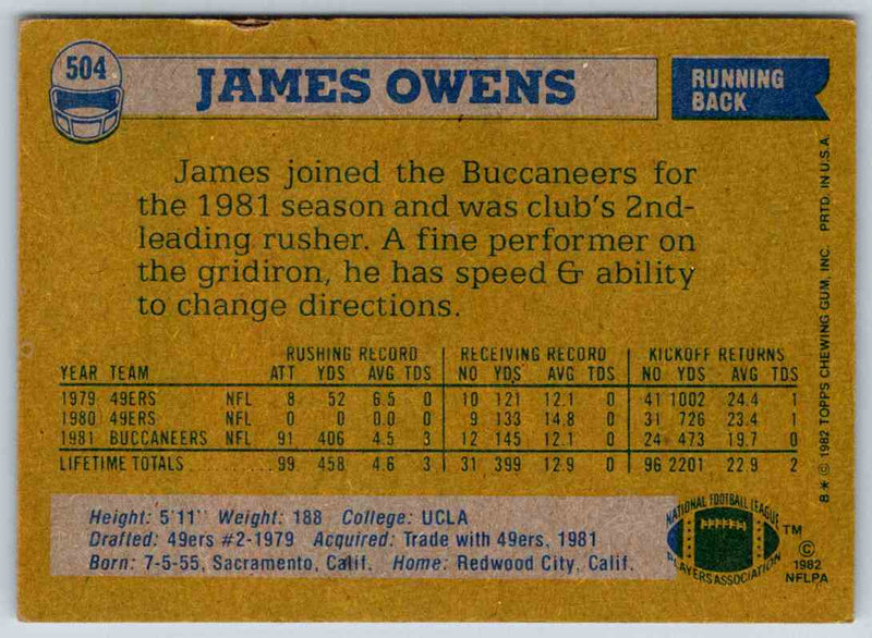 1982 Topps James Owens