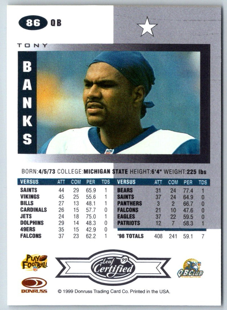 1999 Leaf Certified Tony Banks