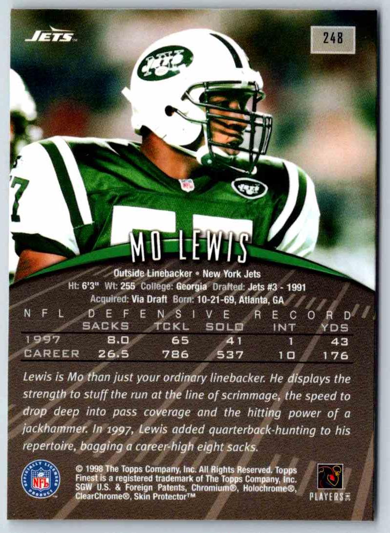 1998 Topps Finest Football Mo Lewis