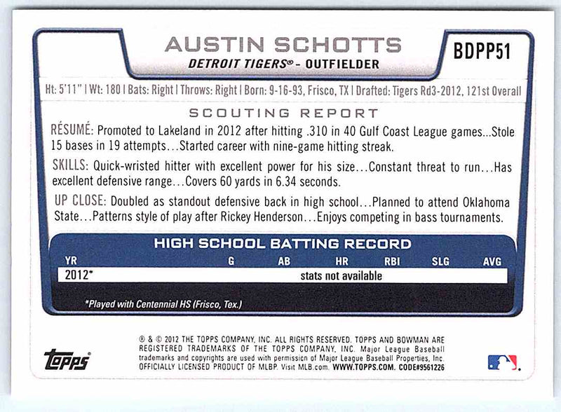 2012 Bowman Austin Schotts