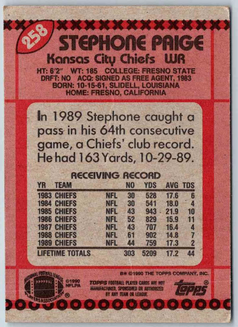 1990 Topps Stephone Paige