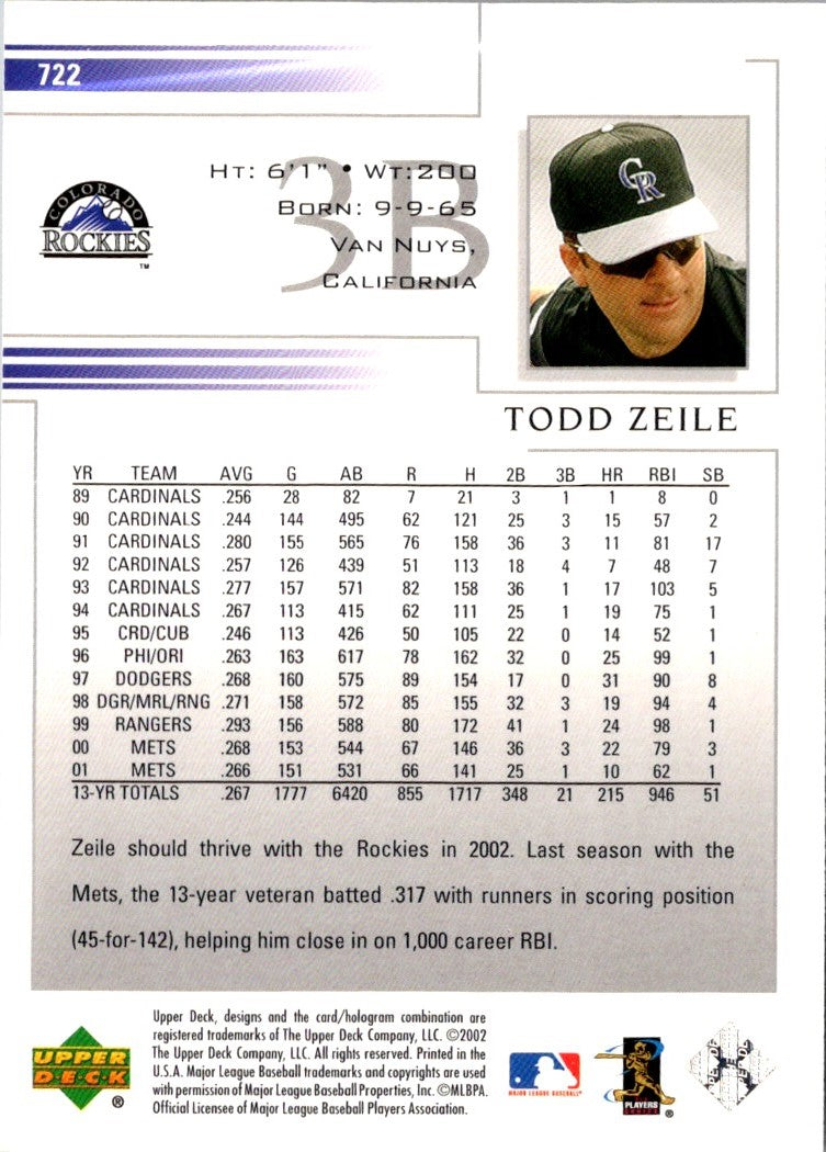 2002 Upper Deck Todd Zeile