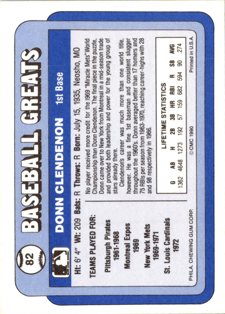 1990 Swell Baseball Greats Donn Clendenon