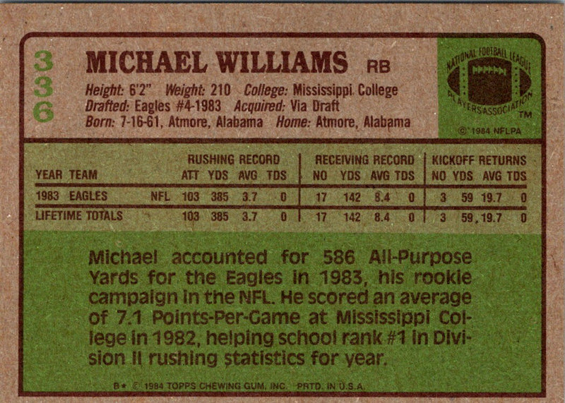 1984 Topps Michael Williams