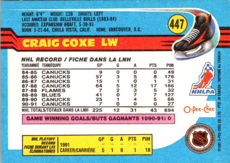 1991 O-Pee-Chee Craig Coxe