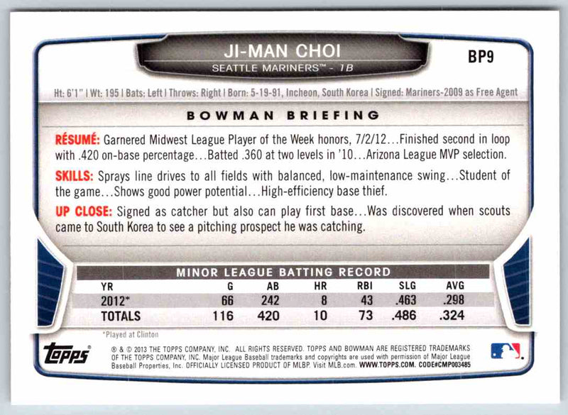 2013 Bowman Ji-Man Choi