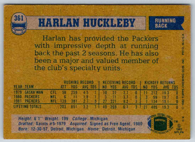 1982 Topps Harlan Huckleby