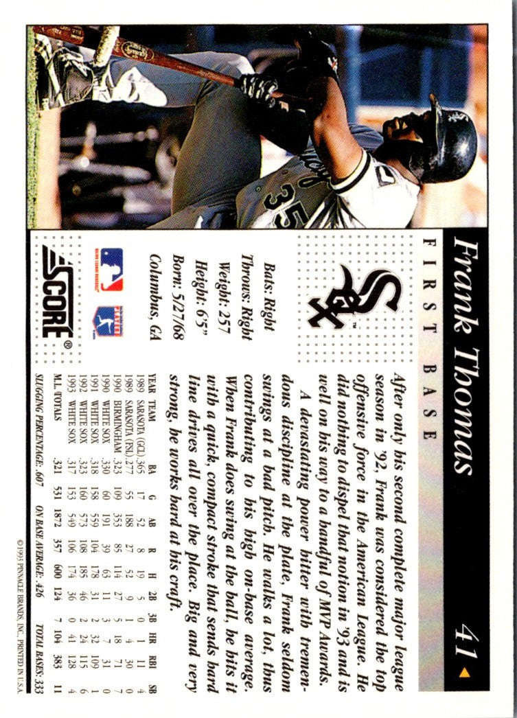 1993 Score The Franchise Frank Thomas