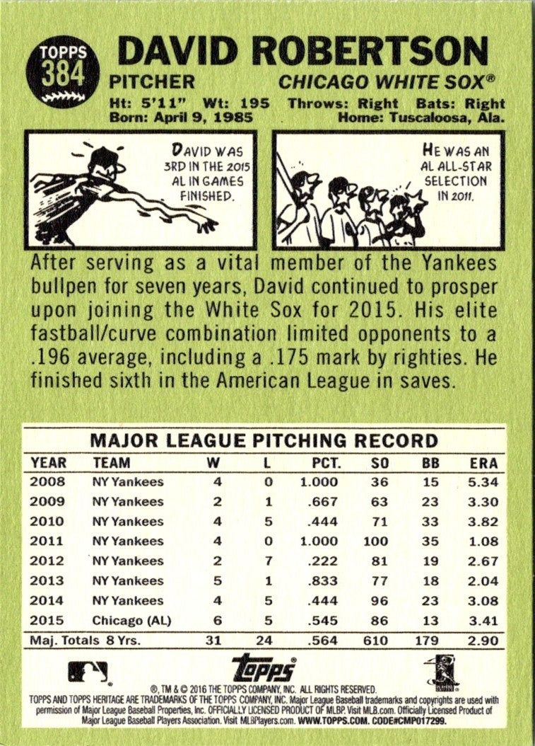 2016 Topps Heritage David Robertson