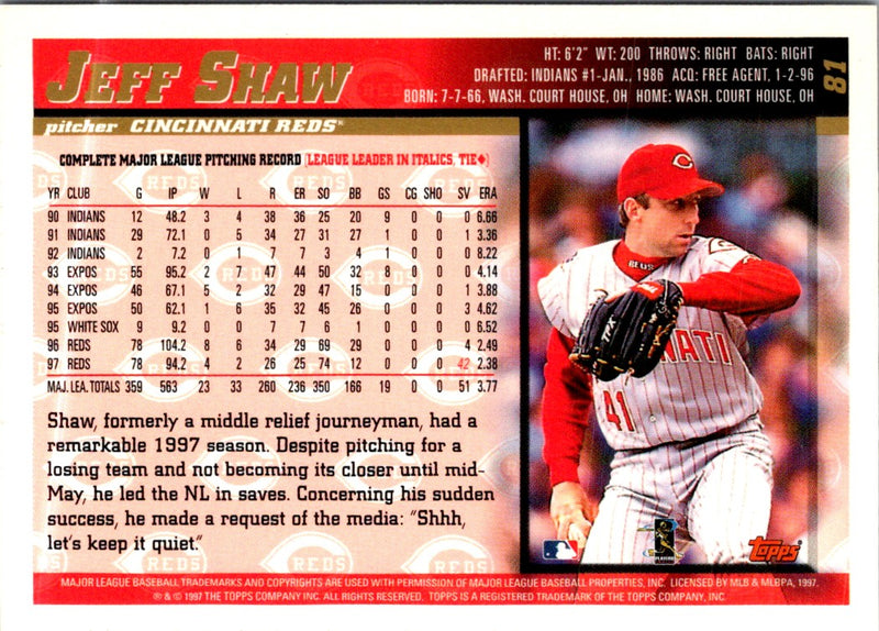 1998 Topps Jeff Shaw