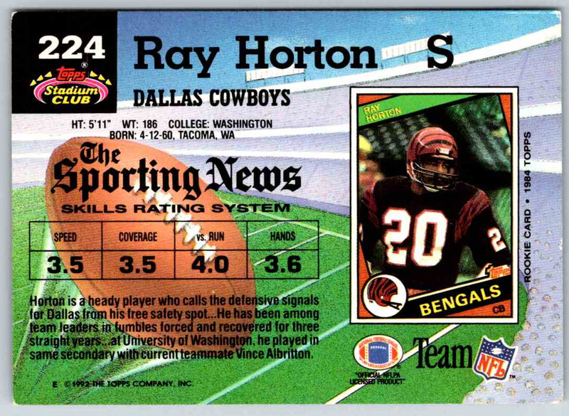 1992 Topps Stadium Club Football Ray Horton