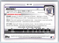 2020 Bowman Sam Weatherly #BD-109