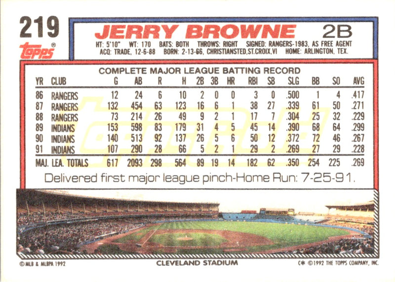 1992 Topps Jerry Browne