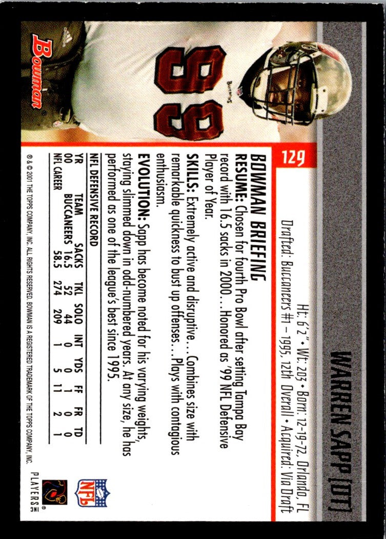 2001 Bowman Warren Sapp