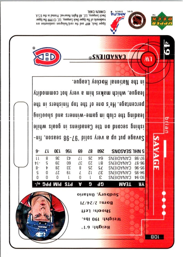 1998 Upper Deck MVP Brian Savage