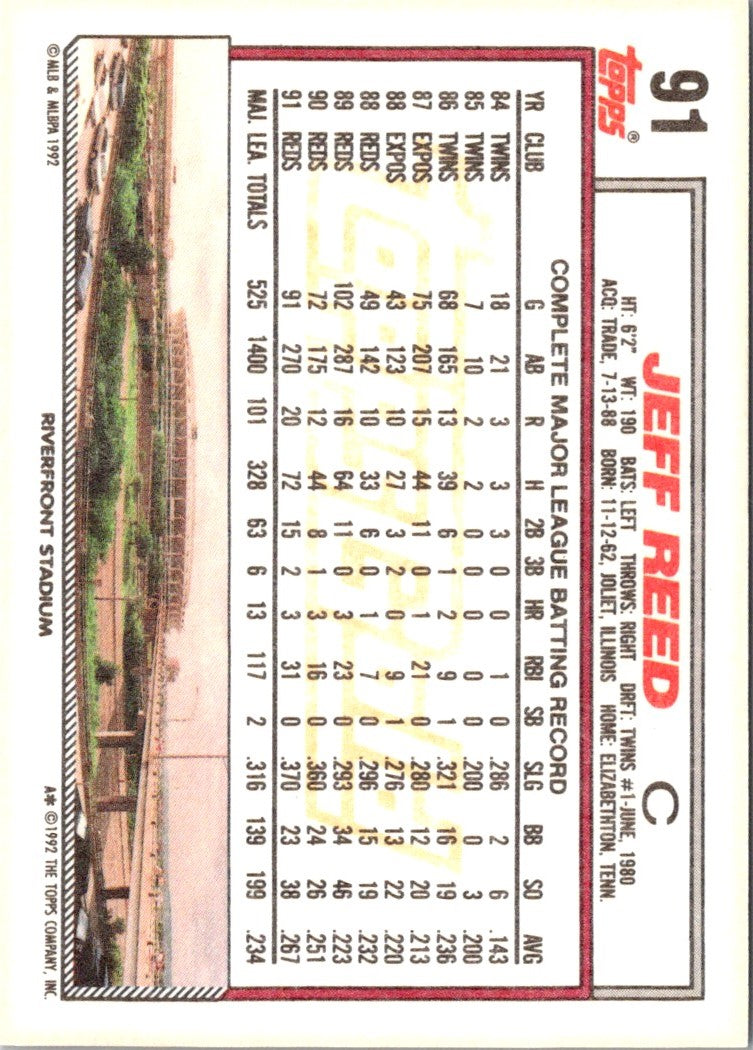 1992 Topps Jeff Reed