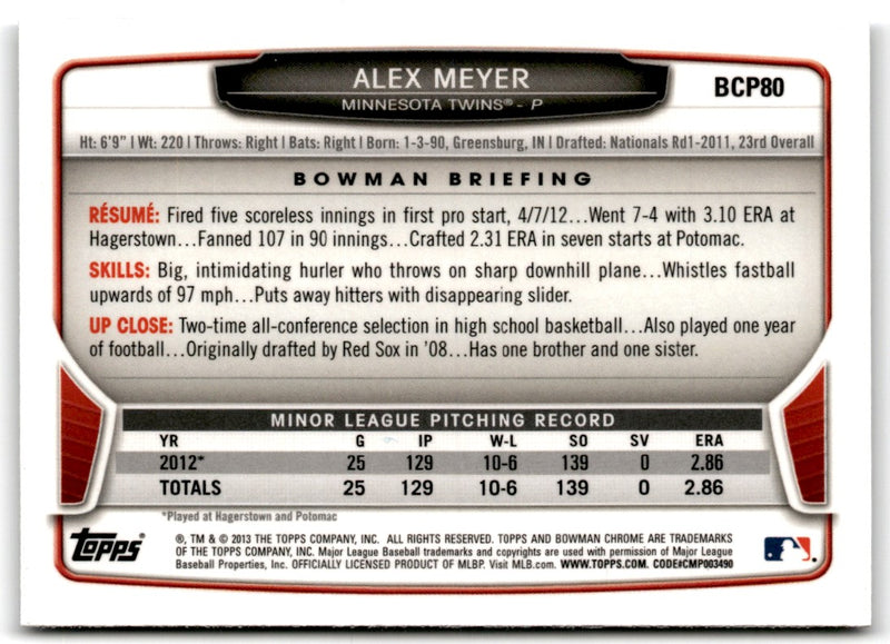 2013 Bowman Chrome Prospects Alex Meyer