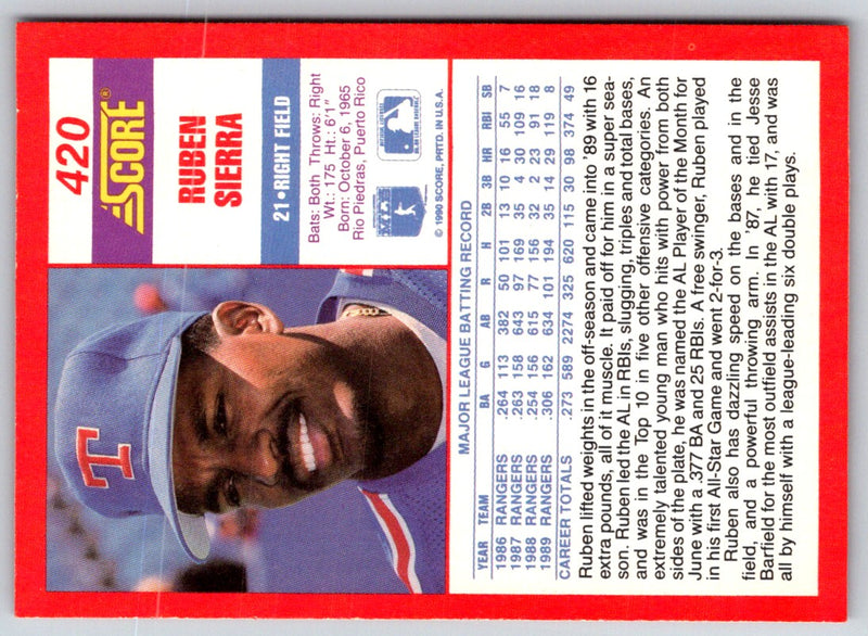 1990 Score Ruben Sierra