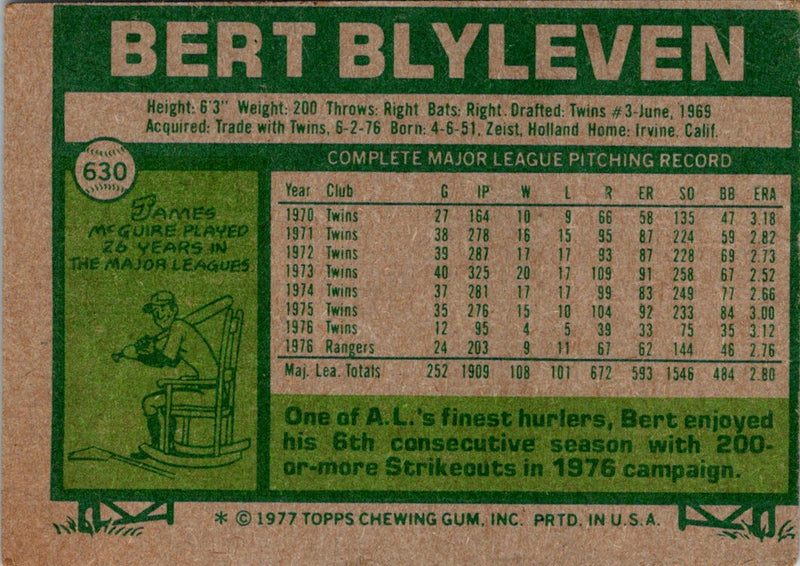 1977 Topps Bert Blyleven