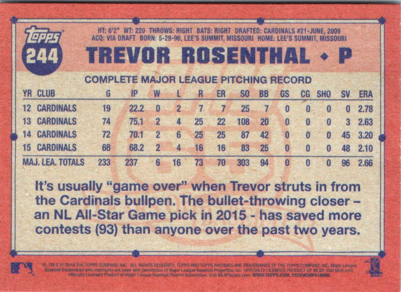 2016 Topps Archives Trevor Rosenthal