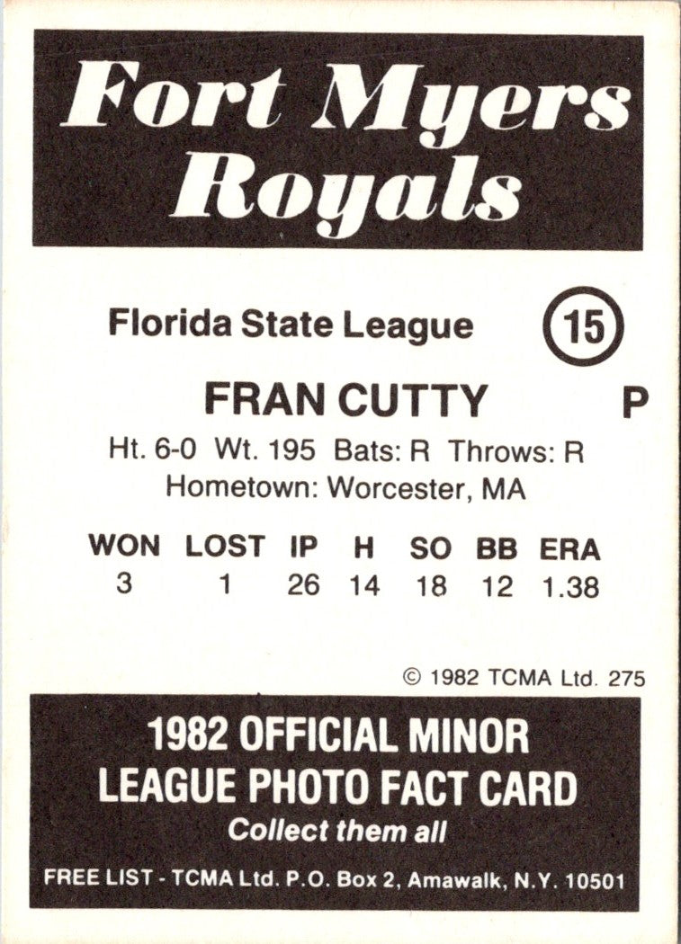 1982 TCMA Fort Myers Royals Fran Cutty