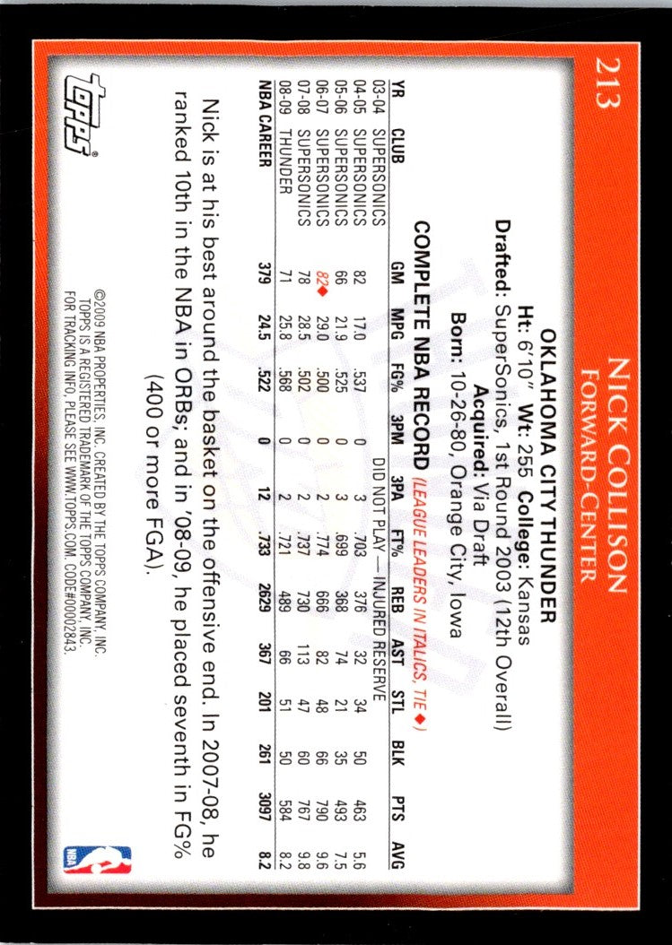 2009 Topps Nick Collison
