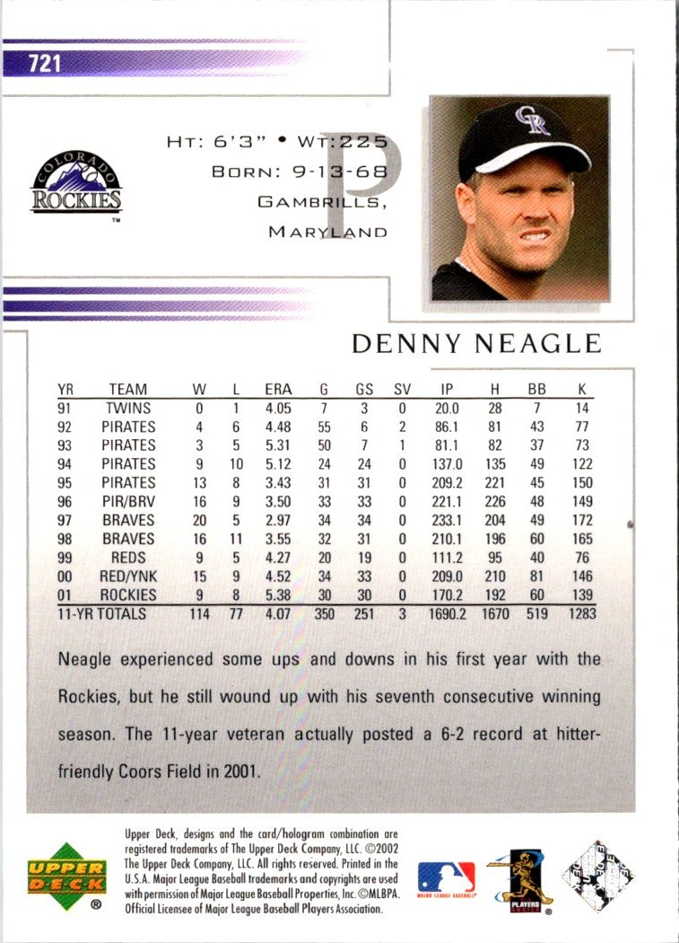 2002 Upper Deck Denny Neagle