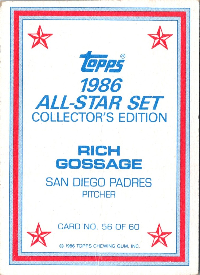 1986 Topps Glossy Rich Gossage