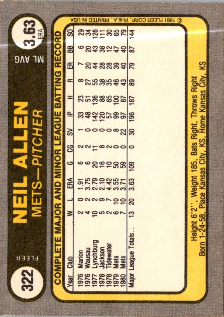 1981 Fleer Neil Allen