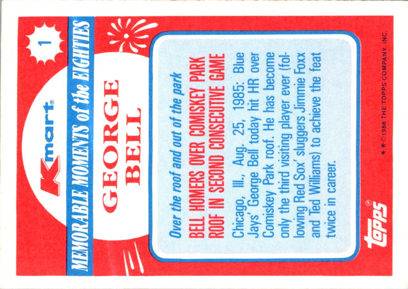 1988 Topps Kmart Memorable Moments George Bell