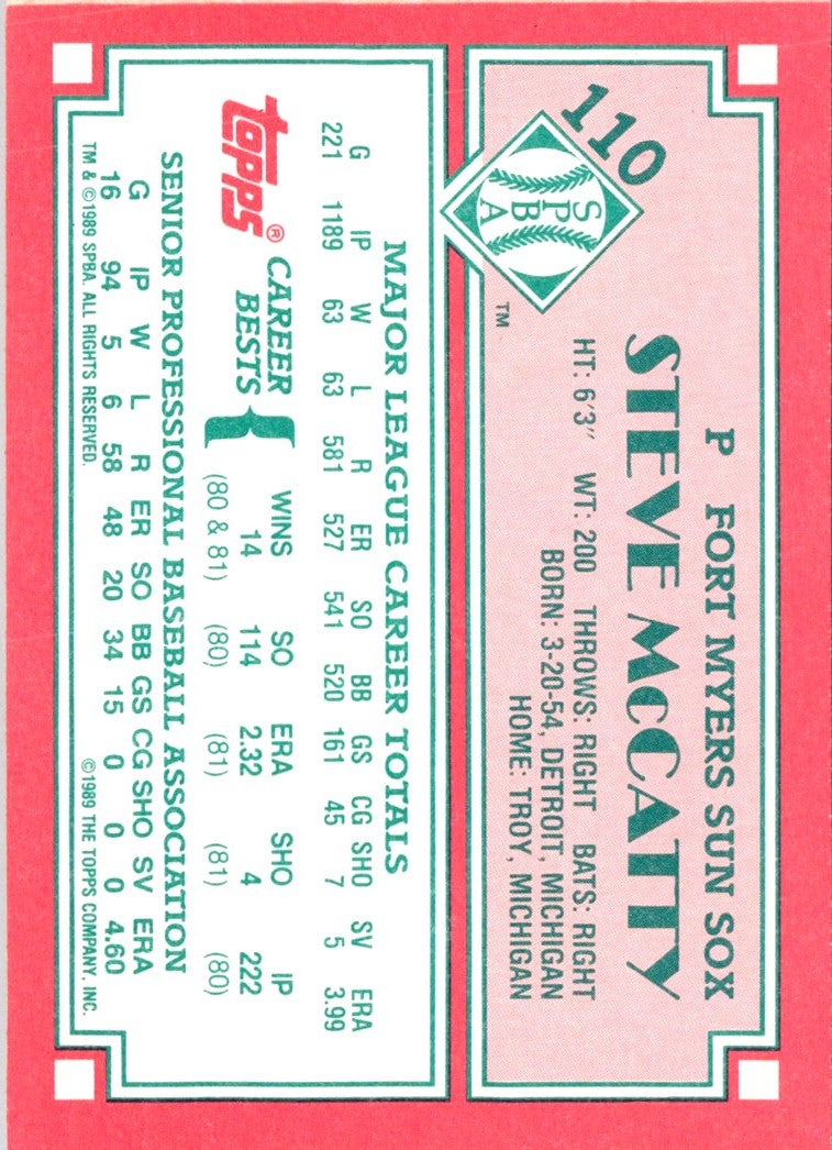 1989 Topps Senior League Steve McCatty