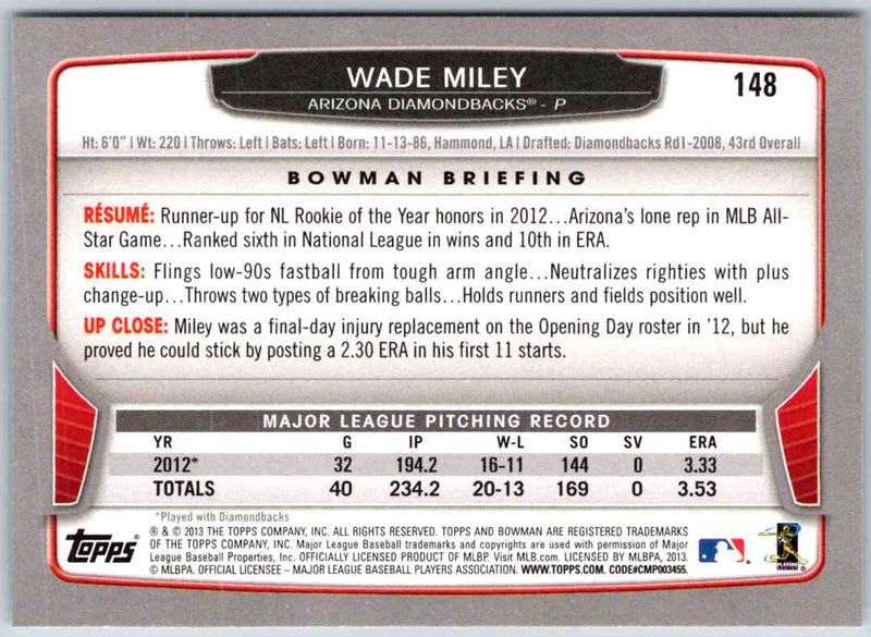 2013 Bowman Wade Miley