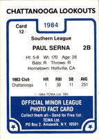 1984 TCMA Chattanooga Lookouts Paul Serna #12
