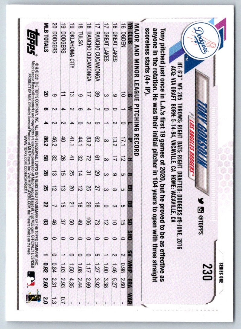 2021 Topps Tony Gonsolin