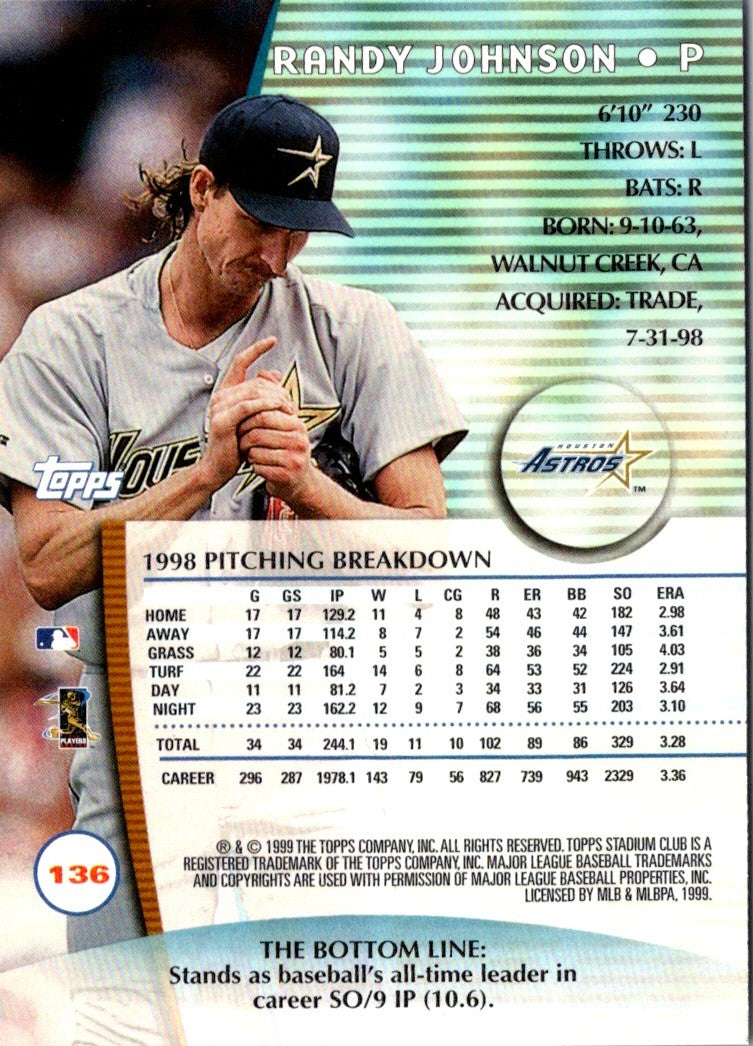 1999 Stadium Club Randy Johnson