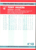 1988 Fleer Record Setters Teddy Higuera #19