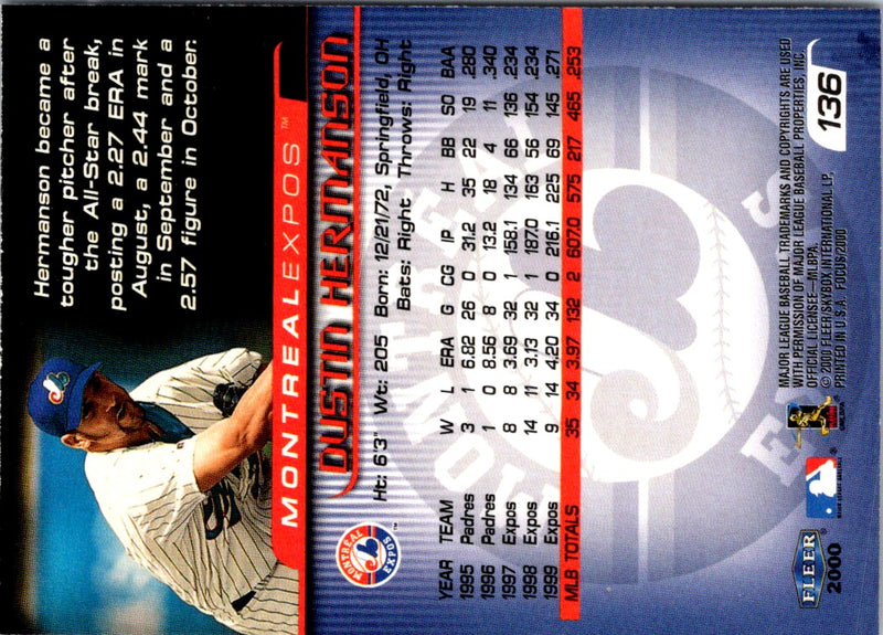 2000 Fleer Focus Dustin Hermanson