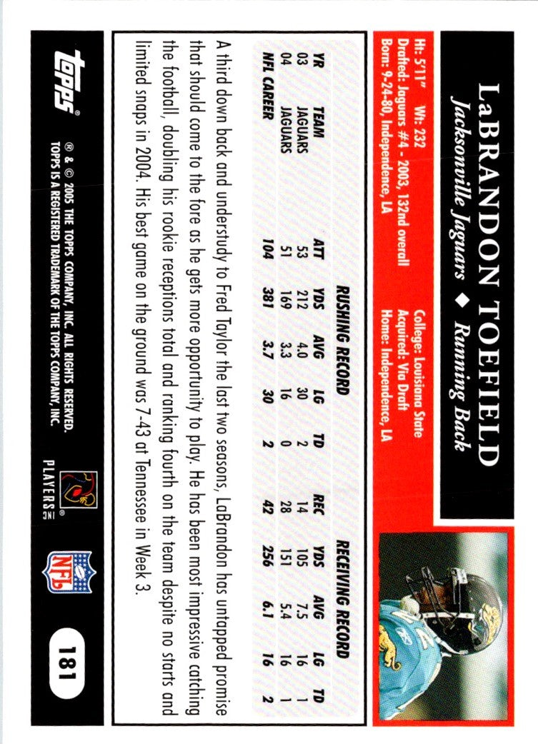2005 Topps LaBrandon Toefield