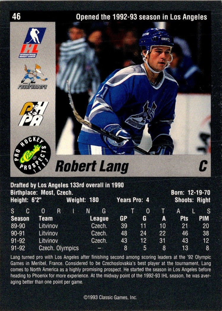 1993 Classic Pro Prospects Robert Lang