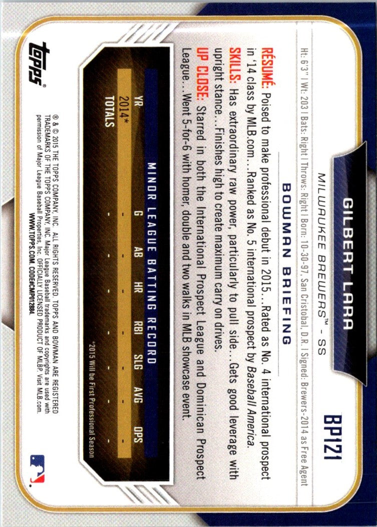 2015 Bowman Prospects Gilbert Lara