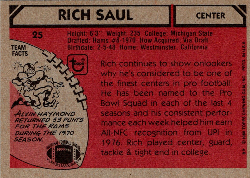 1980 Topps Rich Saul