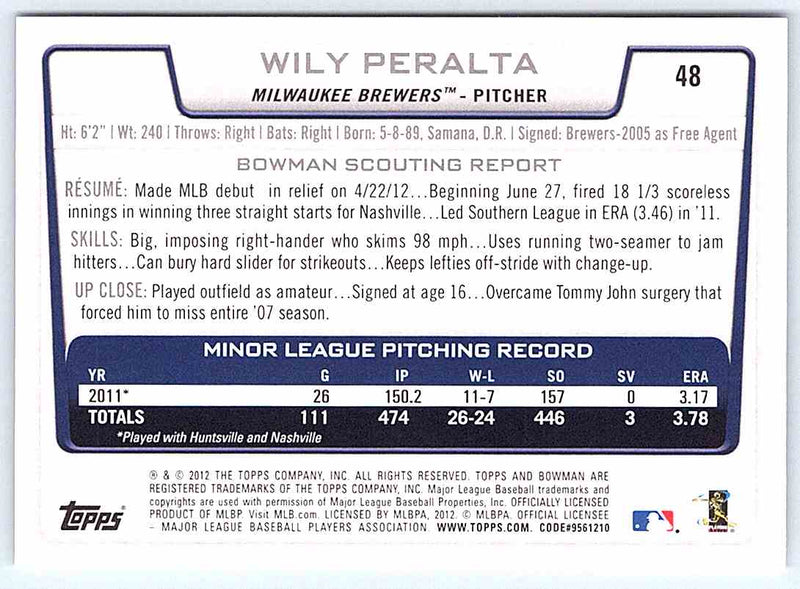 2012 Bowman Wily Peralta