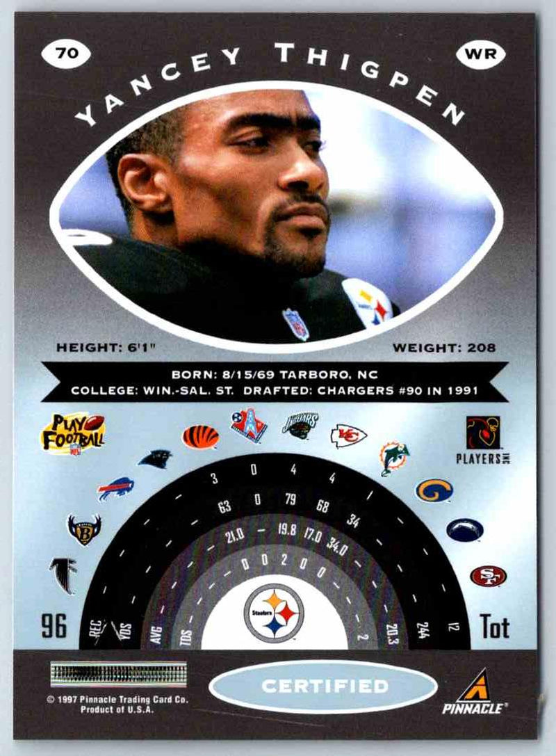 1997 Pinnacle Certified NFL Yancey Thigpen