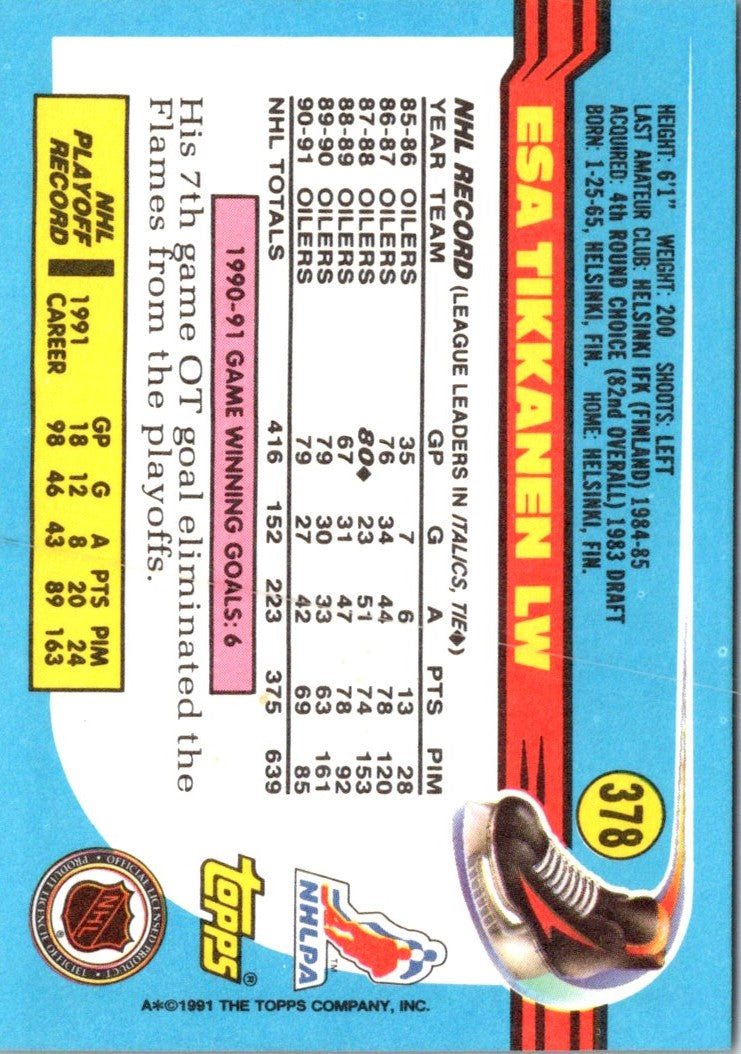 1991 Topps Esa Tikkanen