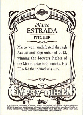 2014 Topps Gypsy Queen Marco Estrada #72