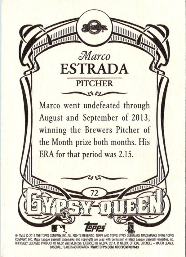 2014 Topps Gypsy Queen Marco Estrada #72