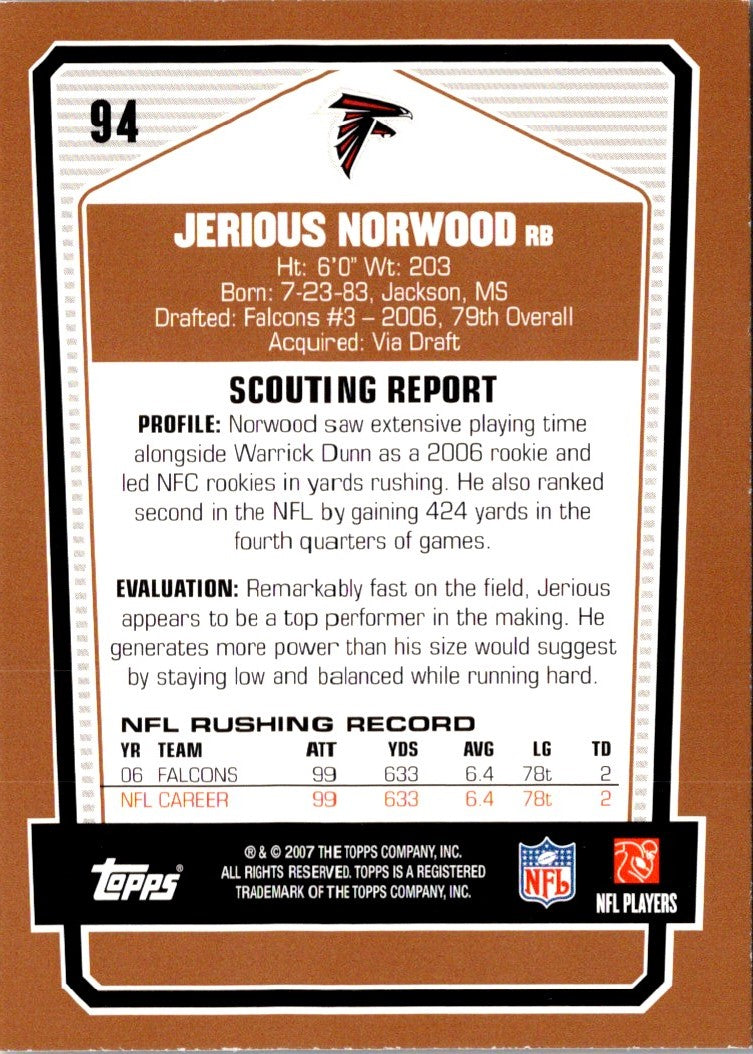2007 Topps Draft Picks & Prospects Jerious Norwood