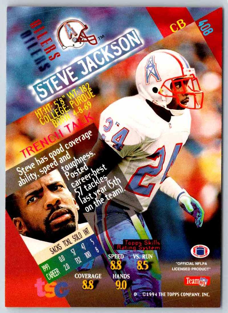 1994 Topps Stadium Club Football Steve Jackson