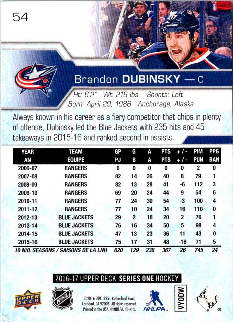 2016 Upper Deck Brandon Dubinsky